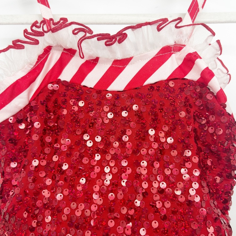 Artstone The Competitor Girls Red Sequin Candy Cane Tutu Dance Pageant Costume - Picture 2 of 5